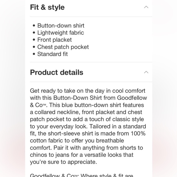 Men's Button-Down Shirt - Goodfellow &
Co™ Medium Wash L new - Picture 4 of 5